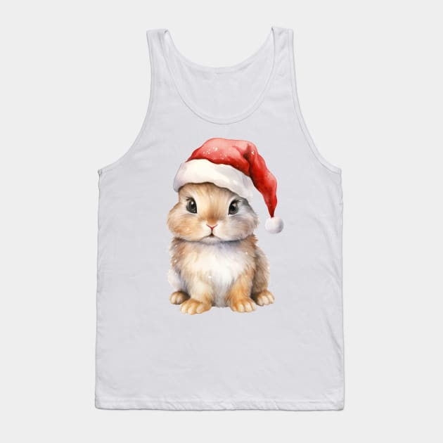 Eastern Cottontail Rabbit in Santa Hat Tank Top by Chromatic Fusion Studio